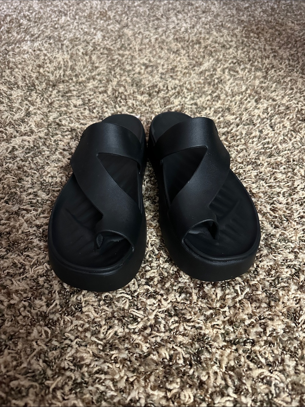 CROCS Black Cross-Band Slide Sandals